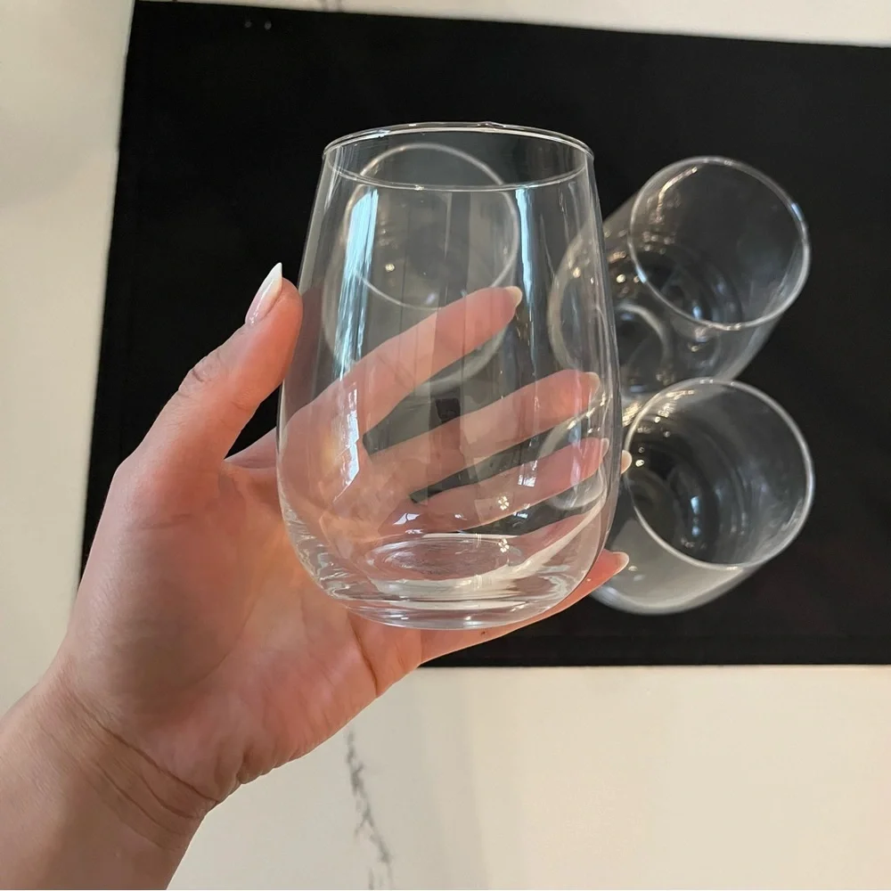 Clear Glass stemless wine Set